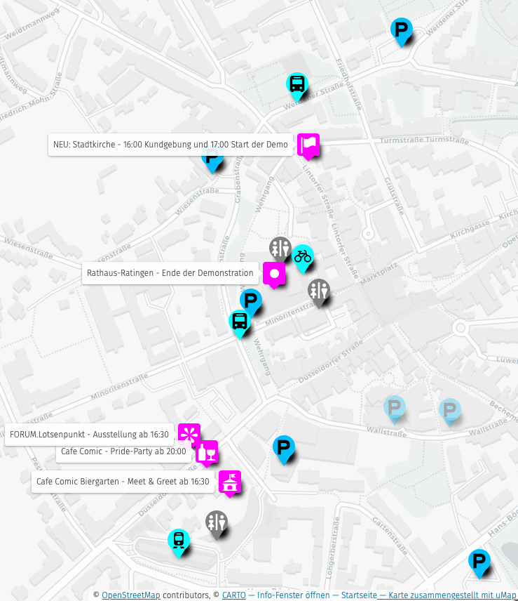 OpenStreetMaps Kartenansicht der wichtigsten Orte beim CSD
